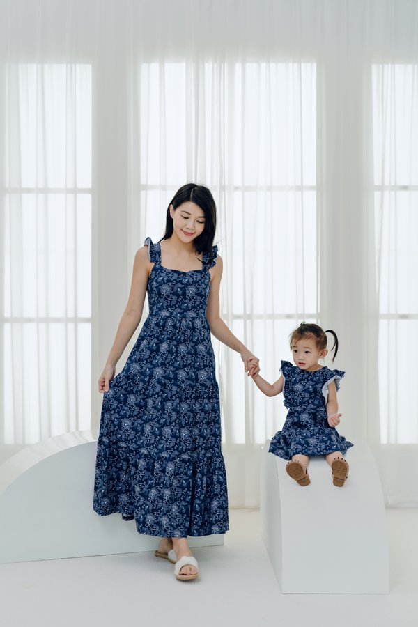 Blue Batik Florals Ladies Maxi Dress