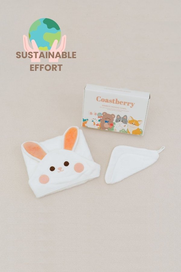 Sustainable Effort - Fluffy Rabbit Hooded Bamboo Towel & Washcloth [B-Grade]