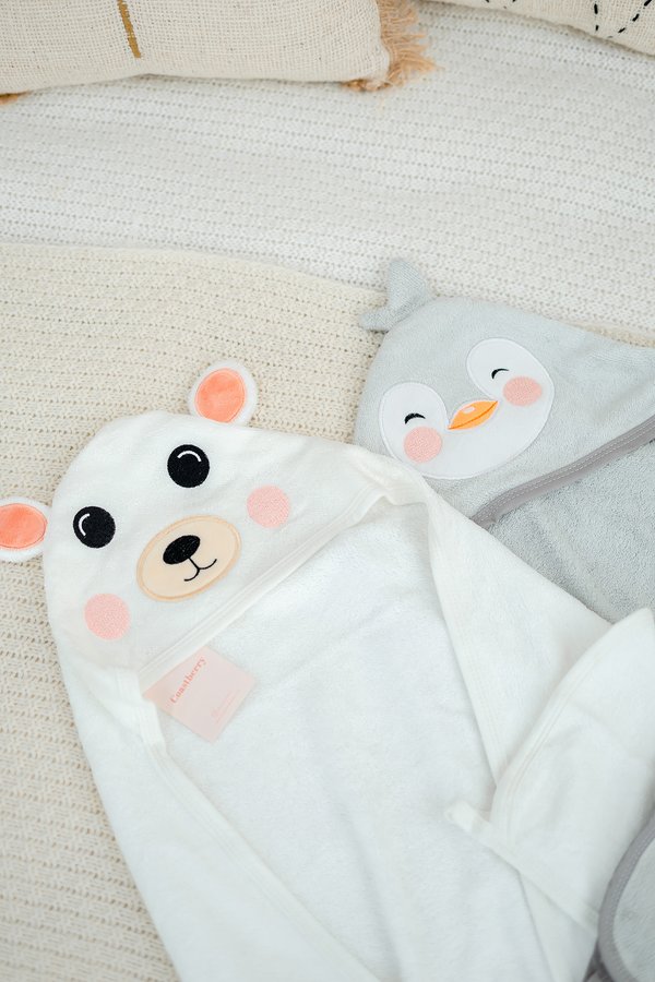 [BUNDLE] Happy Penguin + Polar Bear Hooded Bamboo Towel & Washcloth (u/p: $77.80)