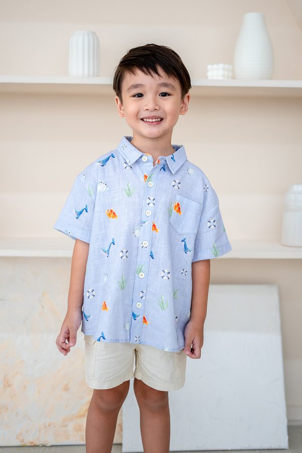 Marine Wonders Linen Classic Collar Boy Shirt