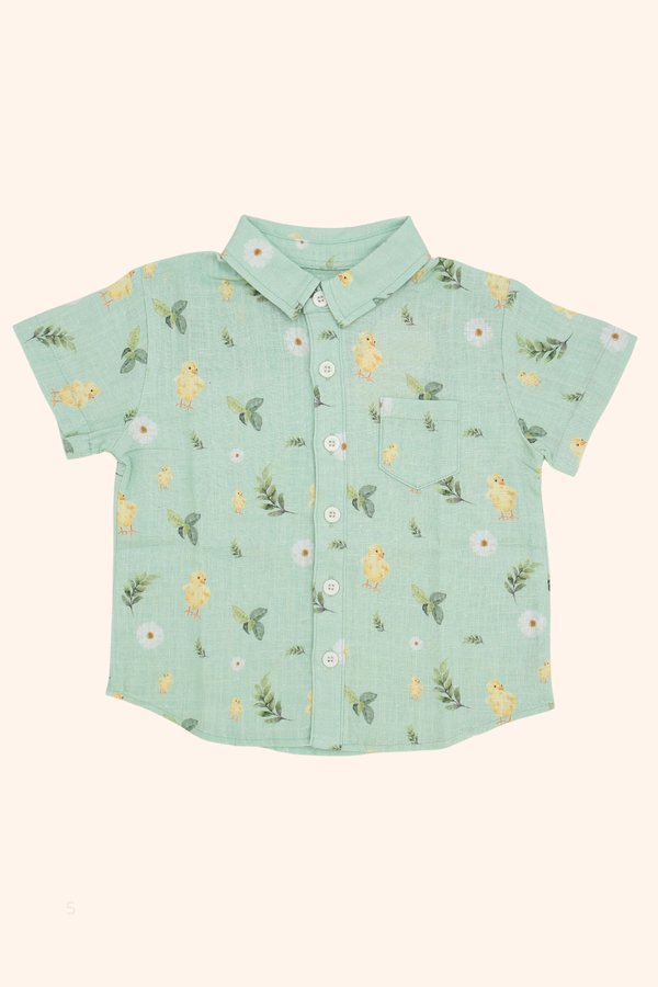 Chicks & Daisies Linen Classic Collar Boy Shirt