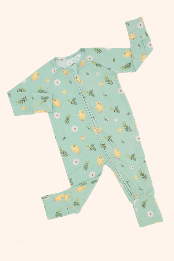 Chicks & Daisies Bamboo Sleepsuit