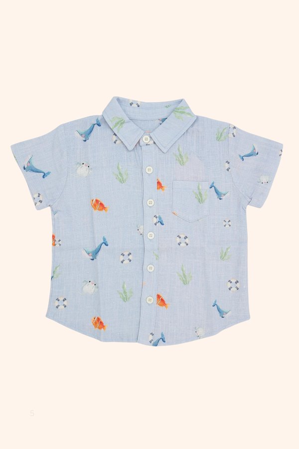 Marine Wonders Linen Classic Collar Boy Shirt