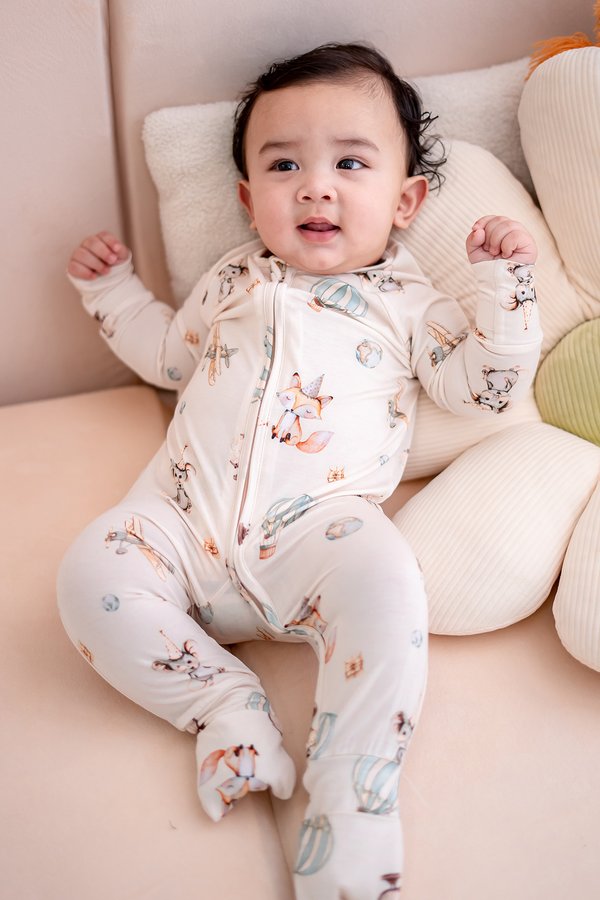 Vintage Party Travels Bamboo Sleepsuit