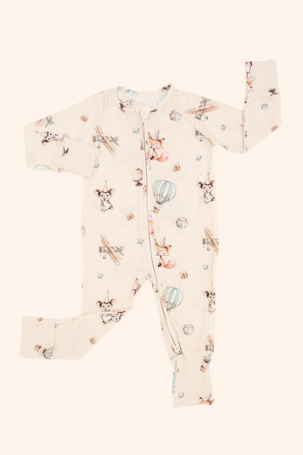 Vintage Party Travels Bamboo Sleepsuit
