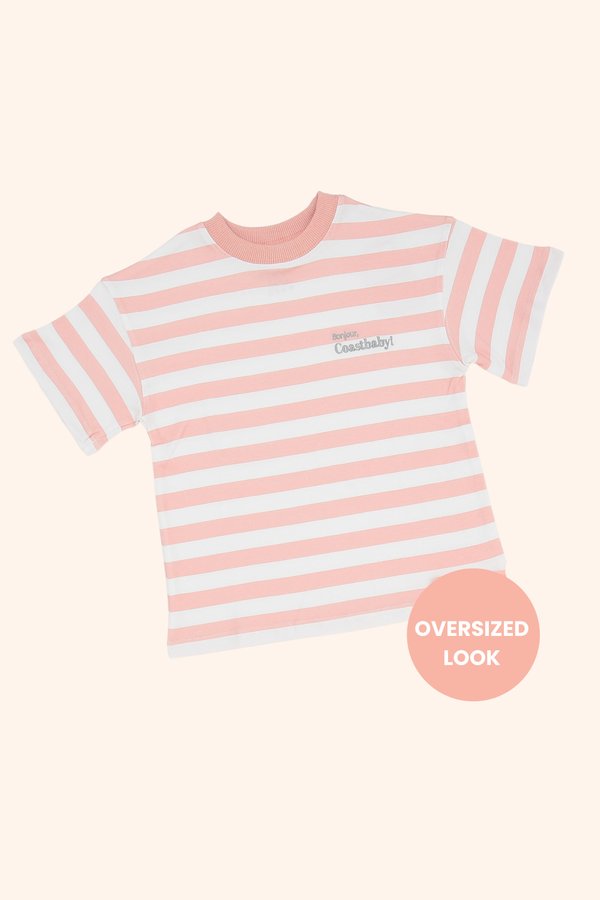 Bonjour, Coastbaby! Oversized Tee in Pink