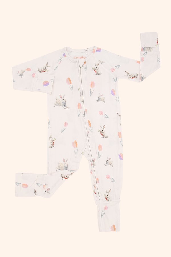 Tulip Bunnies Bamboo Sleepsuit