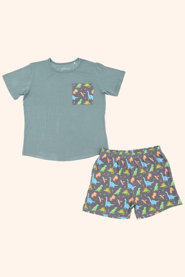 (ADULT) Watercolour Dinosaurs Bamboo Lounge Wear Set