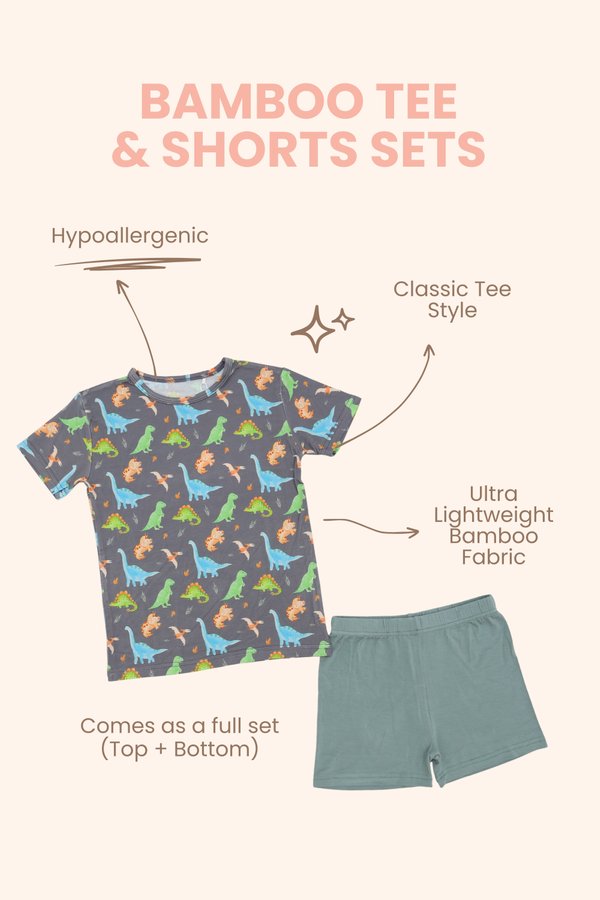 Watercolour Dinosaurs Bamboo Tee & Shorts Set