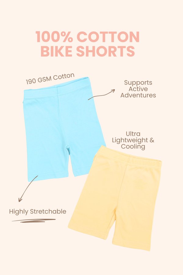 100% Cotton Bike Shorts in Yellow