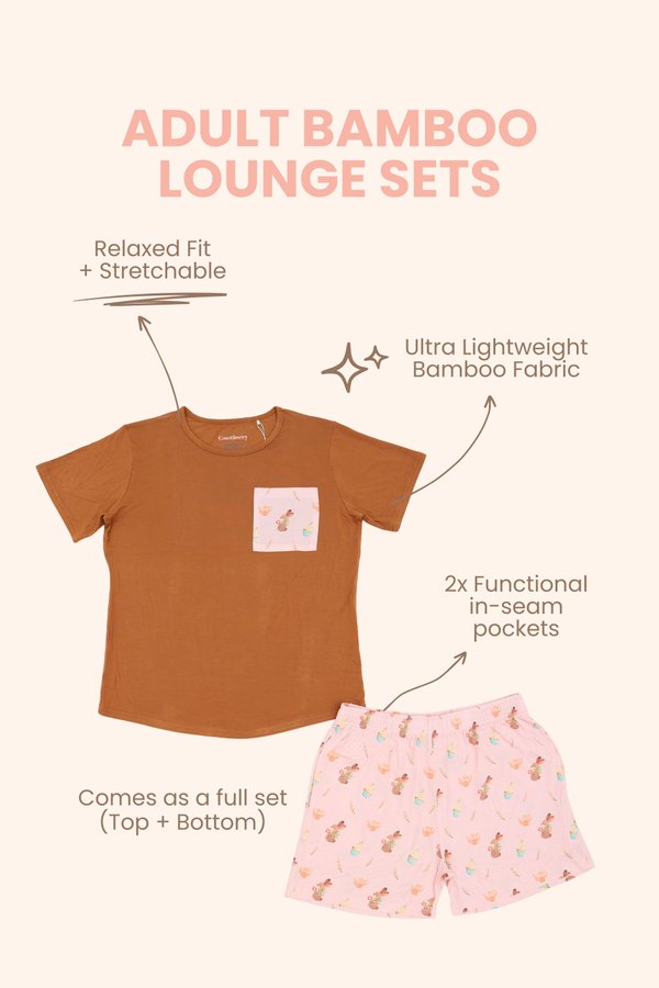 (ADULT) Cupcake Teaparty Bamboo Lounge Wear Set