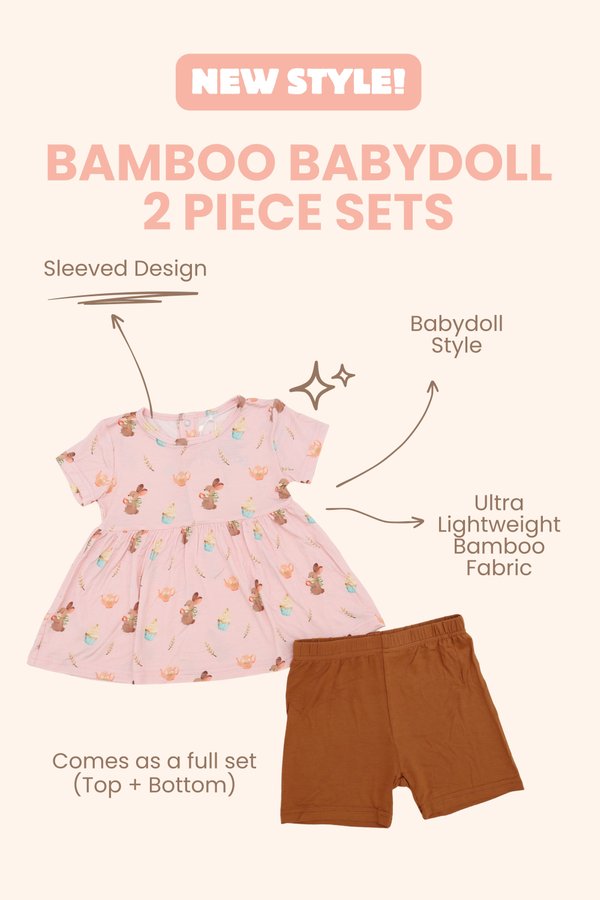 Cupcake Teaparty Bamboo Babydoll 2 Piece Set