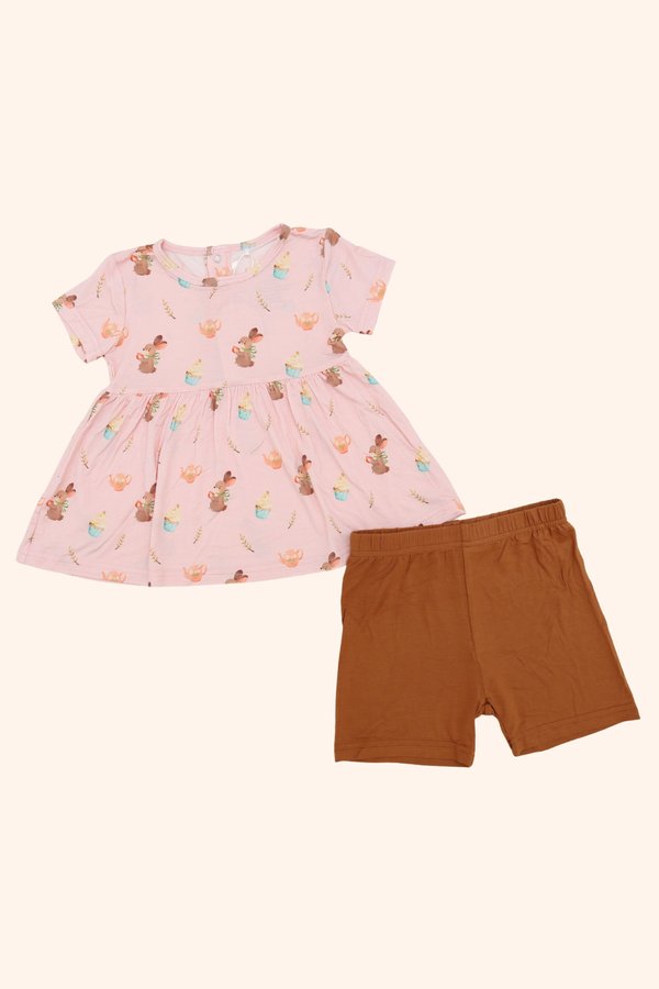 Cupcake Teaparty Bamboo Babydoll 2 Piece Set