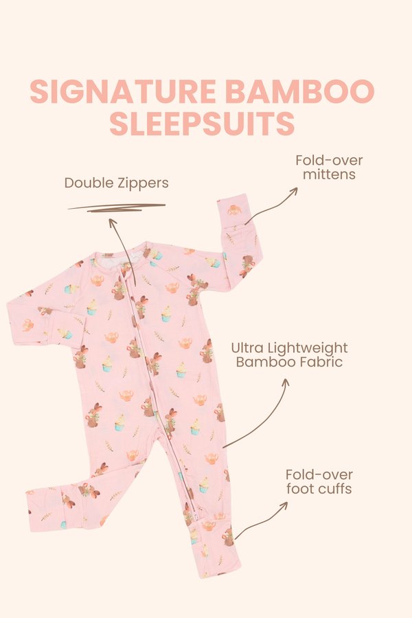 Cupcake Teaparty Bamboo Sleepsuit