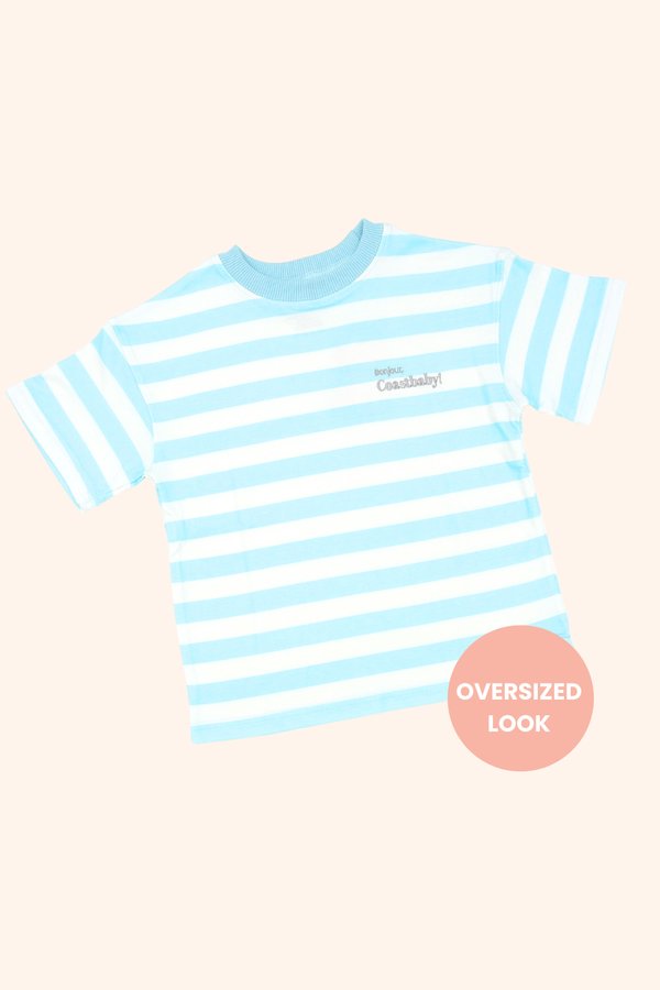 Bonjour, Coastbaby! Oversized Tee in Blue