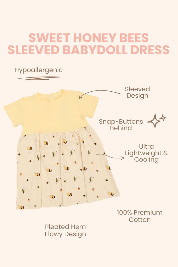 Sweet Honey Bees Sleeved Babydoll Dress