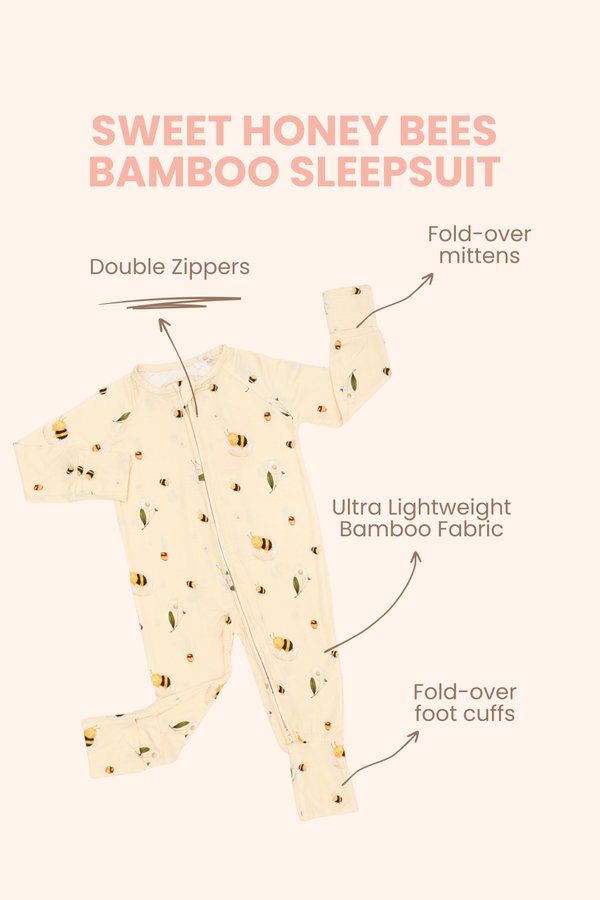Sweet Honey Bees Bamboo Sleepsuit