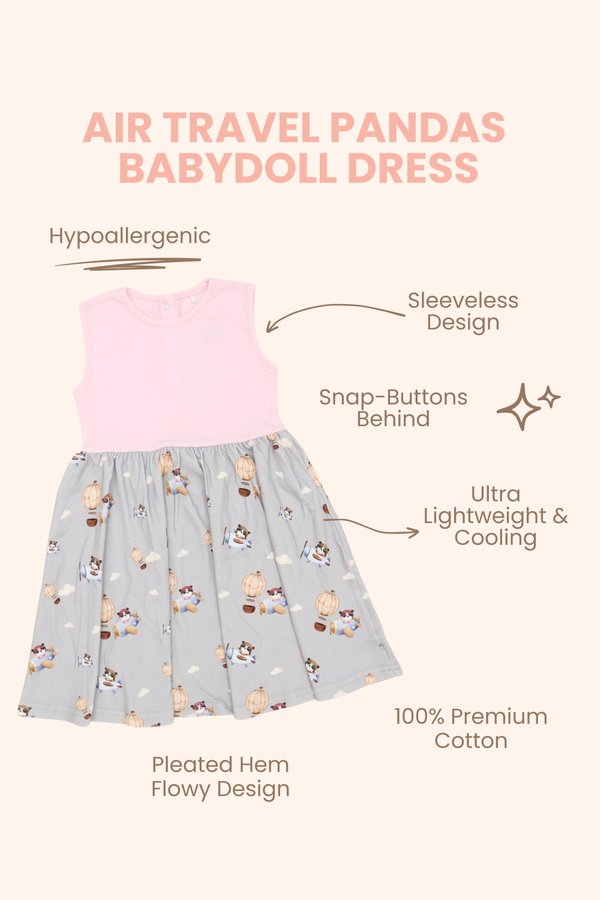 Air Travel Pandas Babydoll Dress