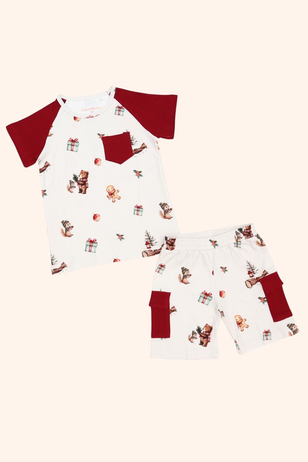 Frosty Woodland Christmas Cargo Tee & Shorts Set