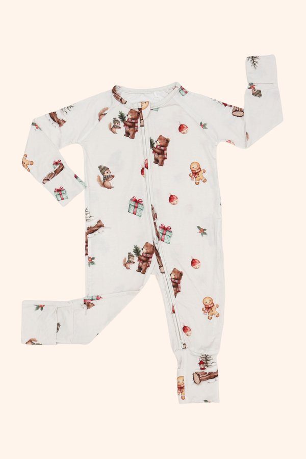 Frosty Woodland Christmas Bamboo Sleepsuit