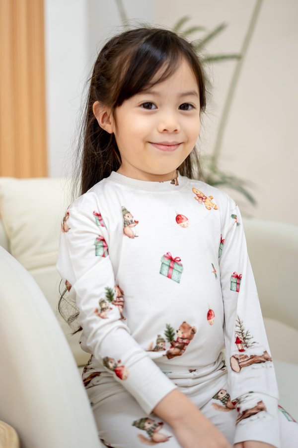 Frosty Woodland Christmas Bamboo Long Sleeve 2 Pc Set +