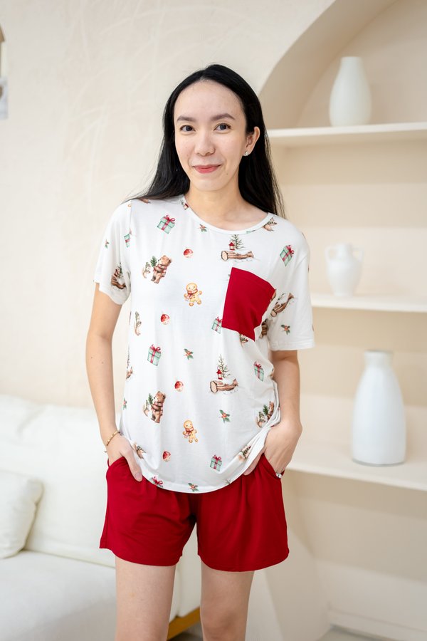 (ADULT) Frosty Woodland Christmas Bamboo Lounge Wear Set