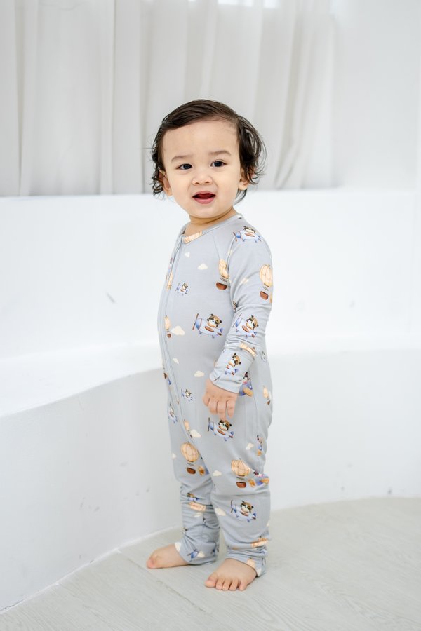 Air Travel Pandas Bamboo Sleepsuit