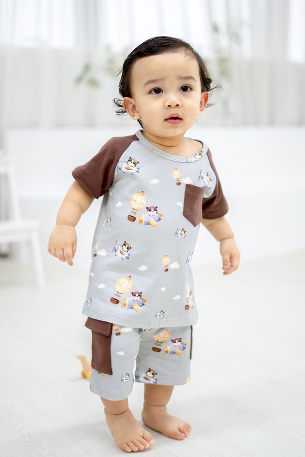 Air Travel Pandas Cargo Tee & Shorts Set
