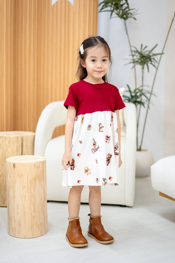 Frosty Woodland Christmas Sleeved Babydoll Dress
