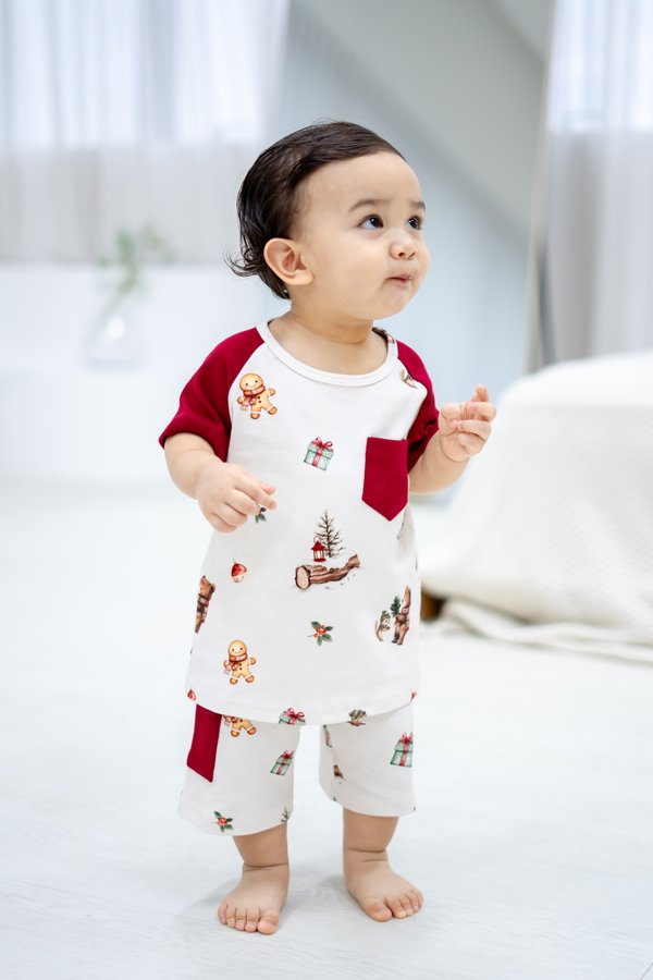 Frosty Woodland Christmas Cargo Tee & Shorts Set