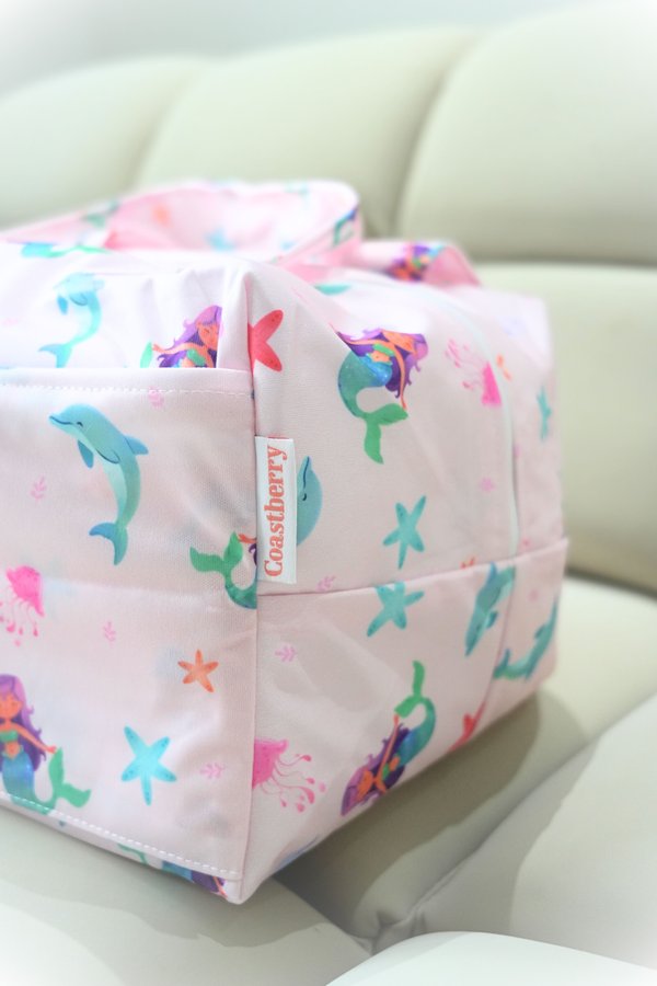 Waterproof Multi-Functional (Travel / Gym / Diaper) Bag in Mermaid & Friends