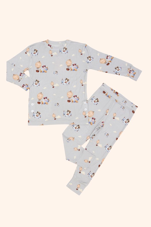 Air Travel Pandas Bamboo Long Sleeve 2 Piece Set +