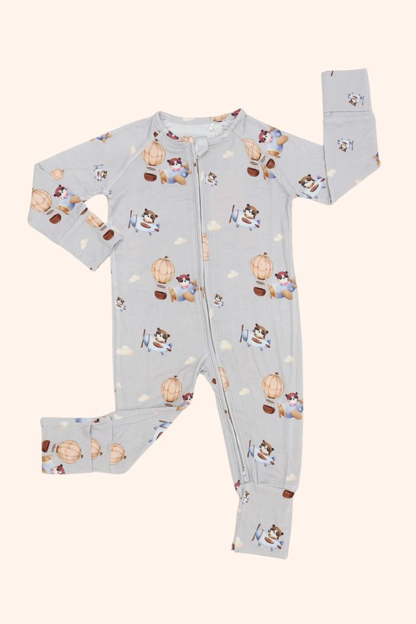 Air Travel Pandas Bamboo Sleepsuit