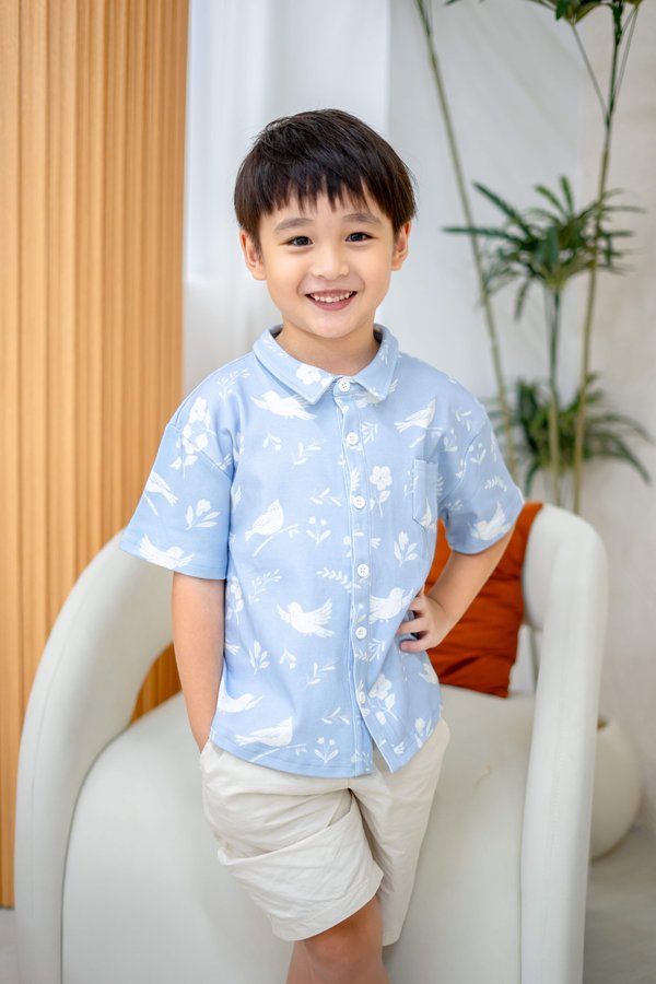 Whimsical Blooms Classic Collar Boy Shirt