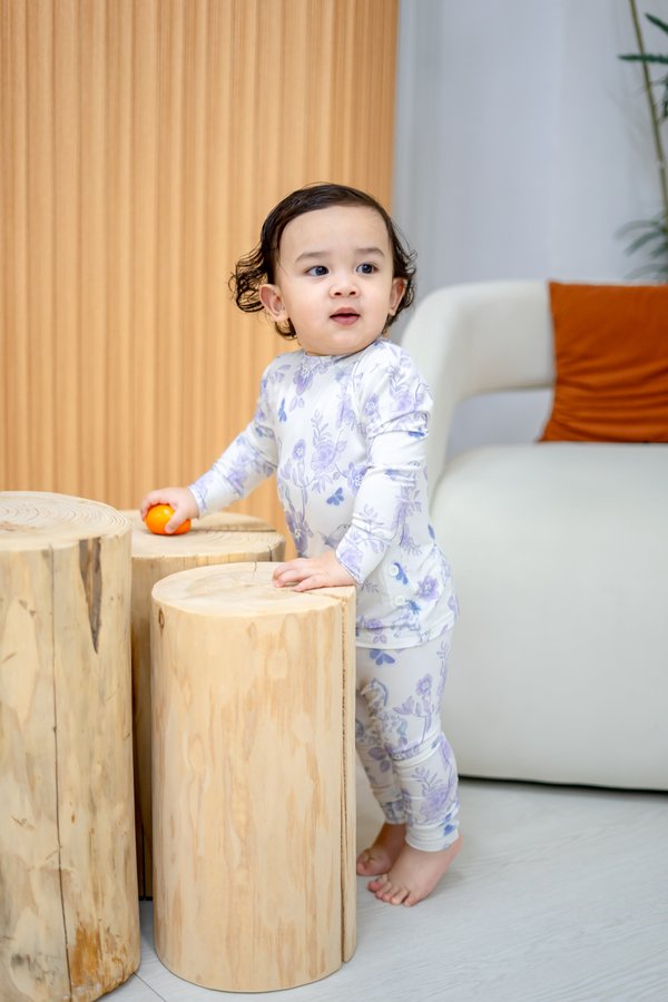 (12M to 10Y) Spring In Stride Toile Bamboo Long Sleeve 2 Pc Set + in Blue