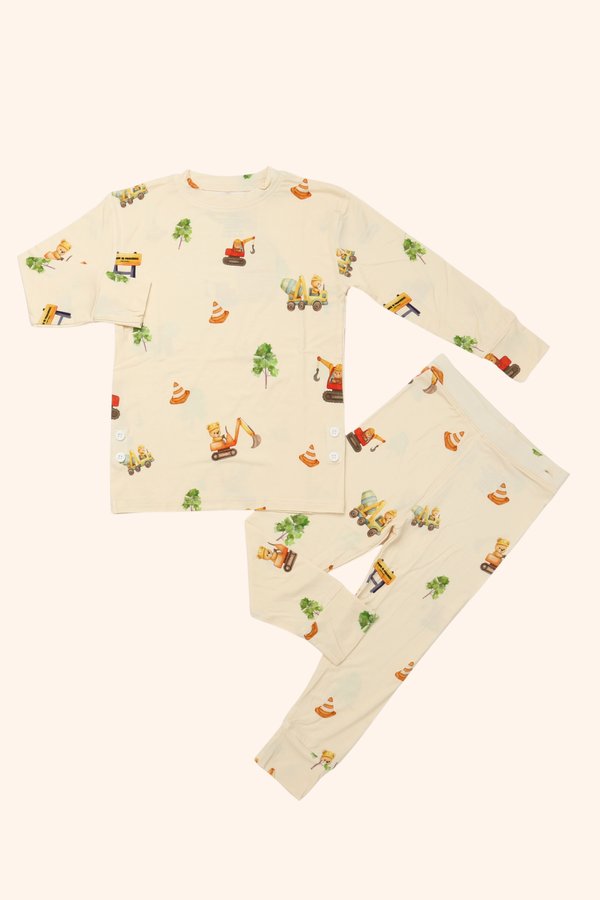 (12M to 10Y) Construction Bears Bamboo Long Sleeve 2 Pc Set +