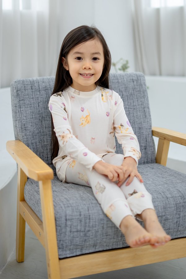 (12M to 10Y) Party Cats Bamboo Long Sleeve 2 Pc Set +