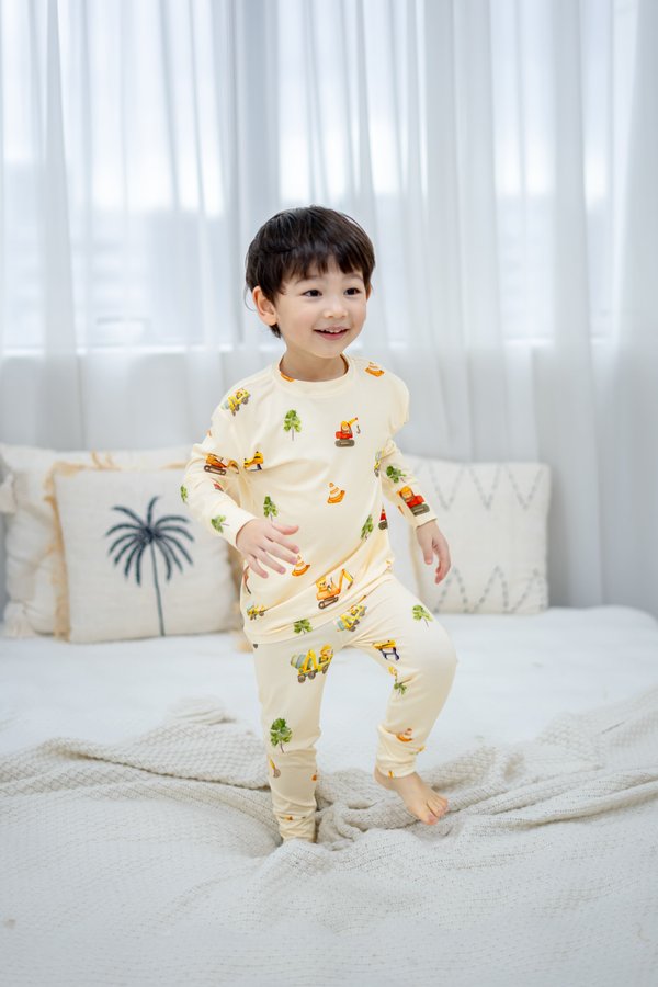 (12M to 10Y) Construction Bears Bamboo Long Sleeve 2 Pc Set +