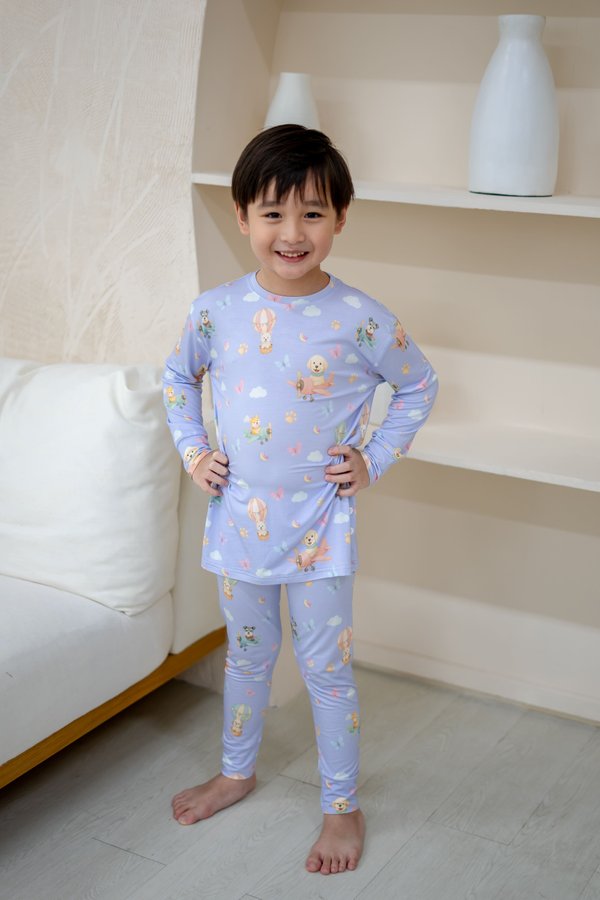 (12M to 10Y) Air Travel Puppies Bamboo Long Sleeve 2 Pc Set +