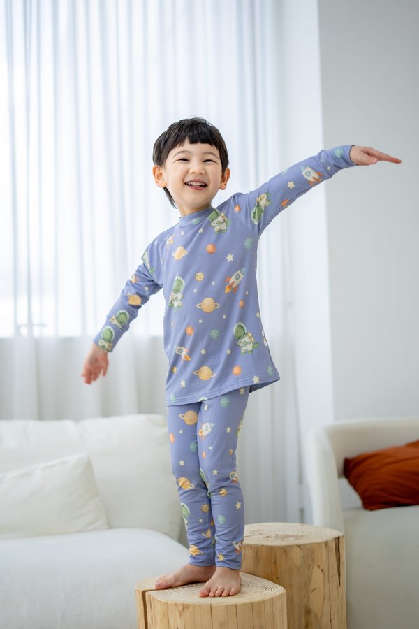 (12M to 10Y) Space Dinosaurs Bamboo Long Sleeve 2 Pc Set +