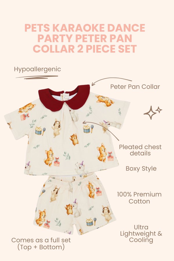 Pets Karaoke Dance Party Peter Pan Collar 2 Piece Set