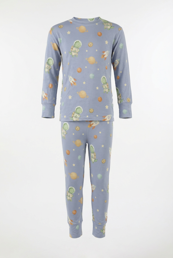 (12M to 10Y) Space Dinosaurs Bamboo Long Sleeve 2 Pc Set +
