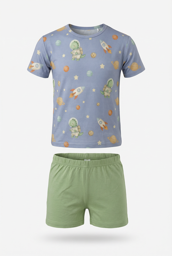 Space Dinosaurs Bamboo Tee & Shorts Set
