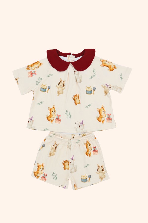Pets Karaoke Dance Party Peter Pan Collar 2 Piece Set