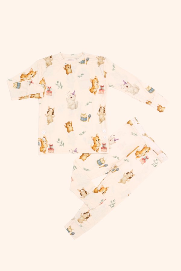 (12M to 10Y) Pets Karaoke Dance Party Bamboo Long Sleeve 2 Pc Set +