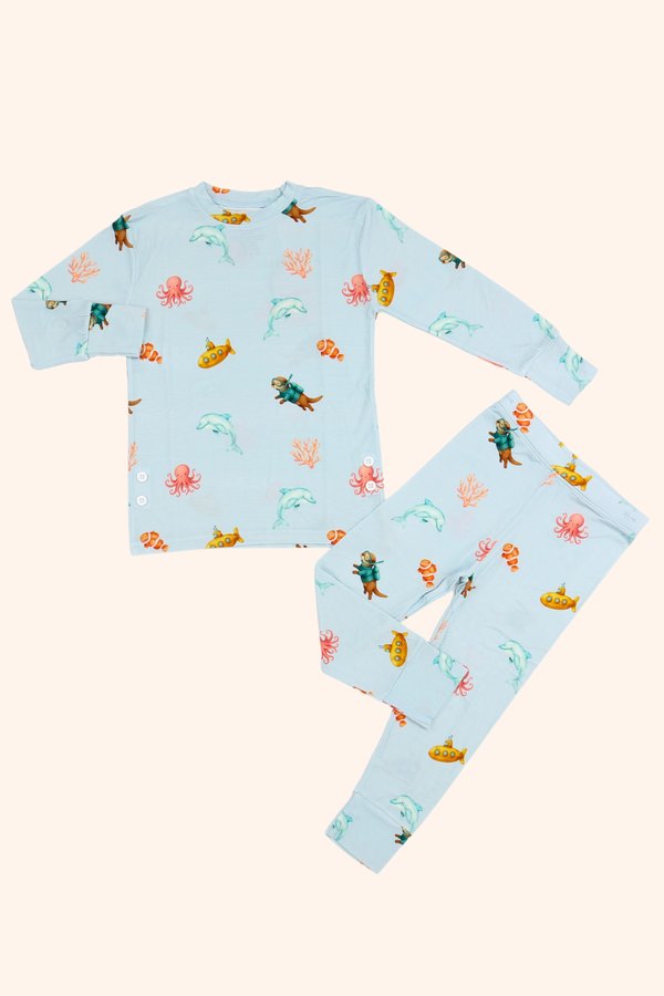 (12M to 10Y) Ocean Daydreams Bamboo Long Sleeve 2 Pc Set +