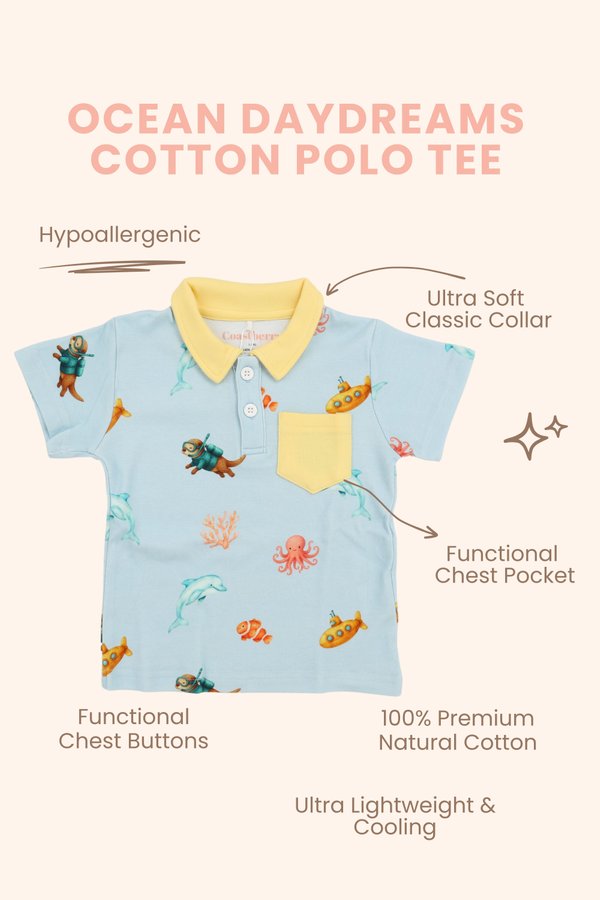 Ocean Daydreams Cotton Polo Tee