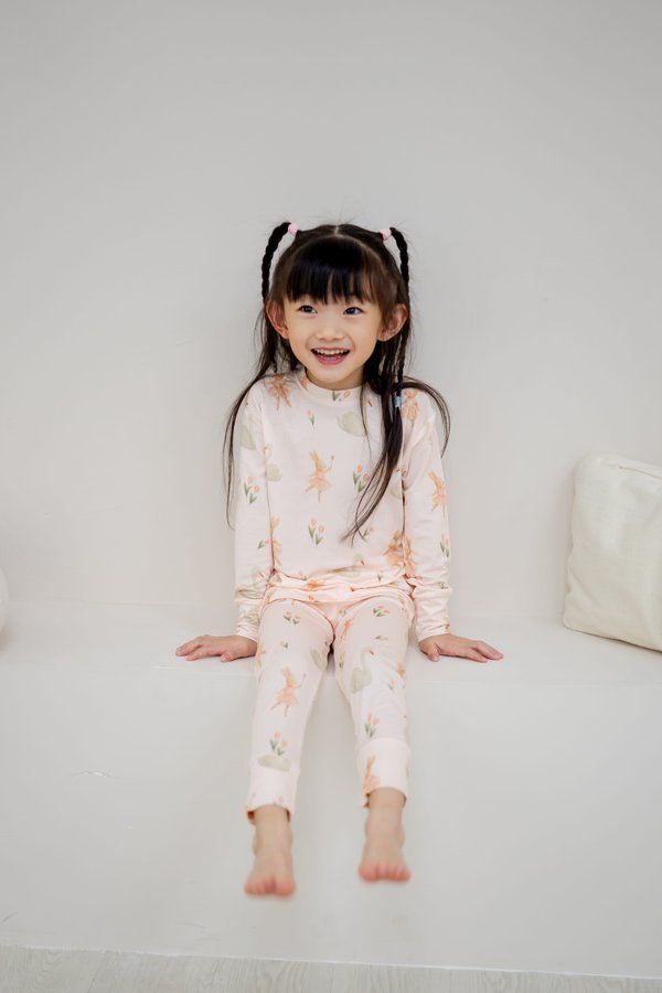 (12M to 10Y) Swan Lake Ballerina Bunnies Bamboo Long Sleeve 2 Pc Set +