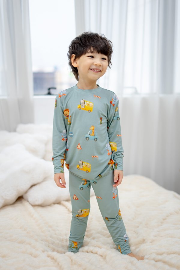 (12M to 10Y) Safari On Wheels Bamboo Long Sleeve 2 Pc Set +