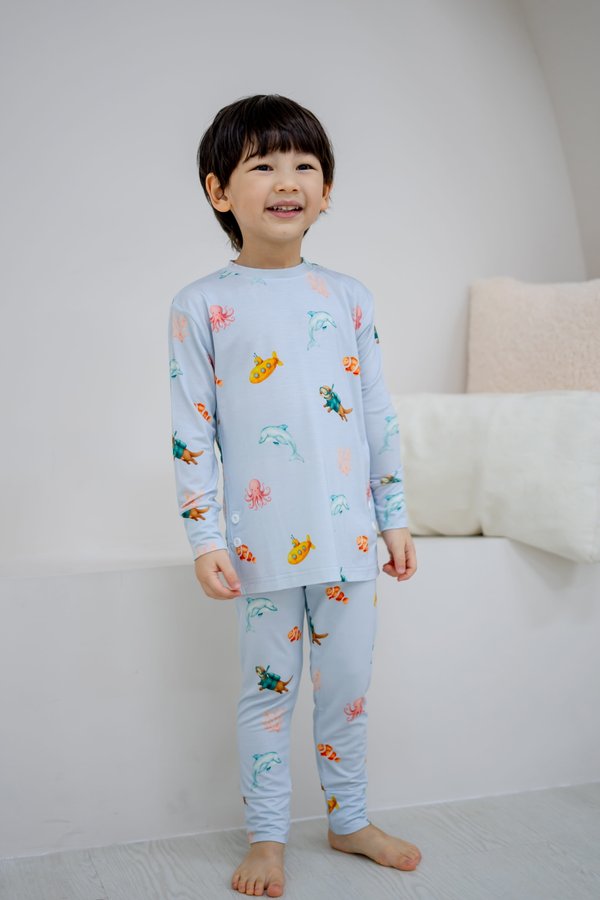 (12M to 10Y) Ocean Daydreams Bamboo Long Sleeve 2 Pc Set +